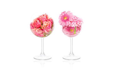 Image showing Flower decoration in glasses