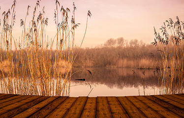 Image showing Bridge by an idyllic lake