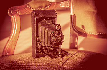 Image showing Antique folding camera