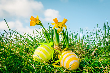 Image showing Easter eggs with stripes