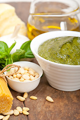 Image showing Italian traditional basil pesto pasta ingredients