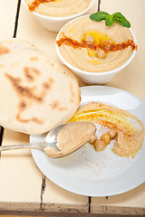 Image showing Hummus with pita bread 