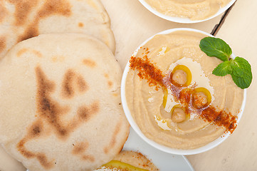 Image showing Hummus with pita bread 