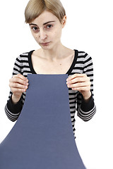 Image showing Woman holding a paper