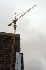 Image showing Construction of a tall modern office building.