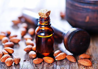 Image showing almond oil in a glass bottle