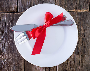 Image showing fork and knife on a table