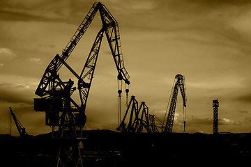 Image showing Shipyard Cranes