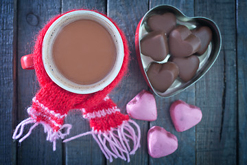 Image showing candy and cocoa in cup