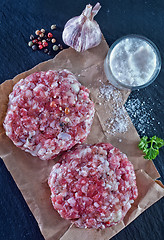 Image showing raw burgers