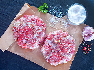 Image showing raw burgers