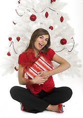 Image showing Happy woman with Chirstmas gifts