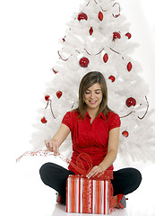 Image showing Happy woman with Chirstmas gifts