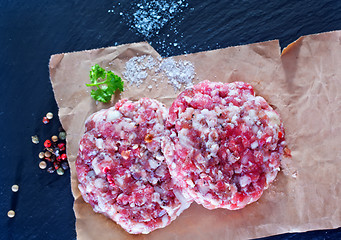 Image showing raw burgers