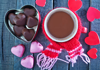 Image showing candy and cocoa in cup