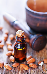 Image showing almond oil in a glass bottle