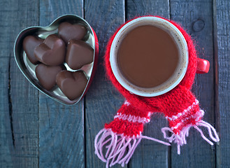 Image showing candy and cocoa in cup