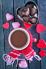 Image showing candy and cocoa in cup