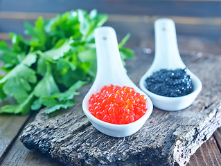Image showing red and black caviar