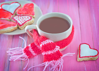 Image showing cookies and cocoa in cup