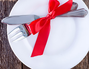 Image showing fork and knife on a table