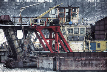 Image showing Ships moored at a shipyard