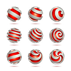 Image showing Abstract 3d vector sphere set