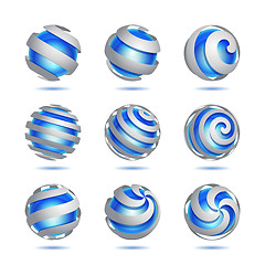 Image showing Abstract 3d vector sphere set