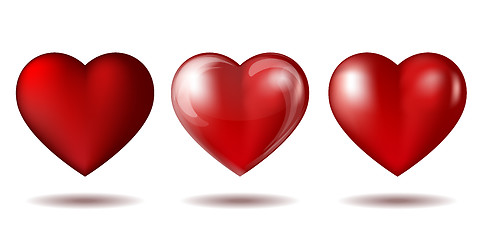 Image showing Set of Red heart icon isolated on white. 