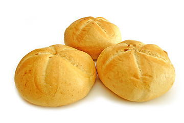 Image showing Three baked rolls