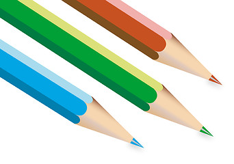 Image showing Three colorful pencils