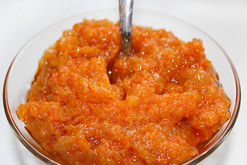 Image showing squash paste in a plate with the fork