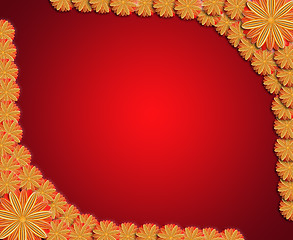 Image showing frame from flowers on red sparkling background
