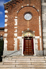 Image showing  church  in  the samarate     brick tower sidewalk italy  lombar