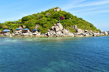 Image showing asia kho tao   rocks house boat in thailand   south china sea 