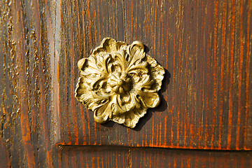 Image showing gold    house  door     in italy  lombardy          closed  nail