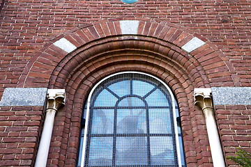 Image showing rose window  italy  lombardy        cardano campo  old   church 