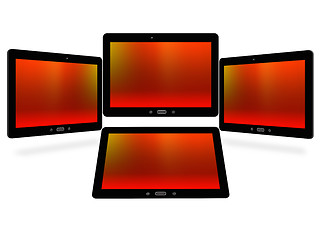 Image showing tablets with red image isolated on white