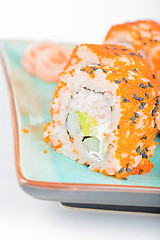 Image showing California maki sushi with masago and ginger