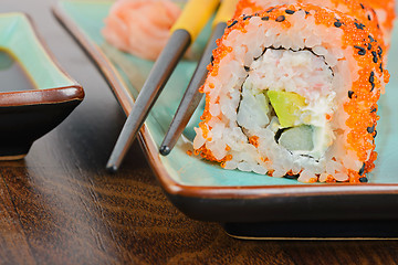 Image showing Closeup California maki sushi on the table