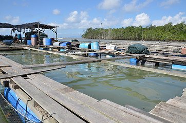 Image showing Kelong, offshore platform, built predominantly with woodby fishe