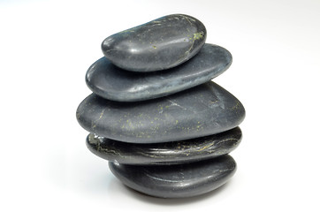 Image showing Stack of black stones