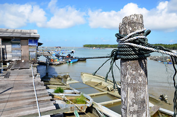 Image showing Scenic of Kukup village, a well known fishing village in Malaysi