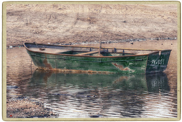 Image showing Vintage postcard of boat