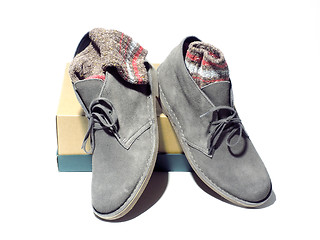 Image showing desert style boots with ragg socks