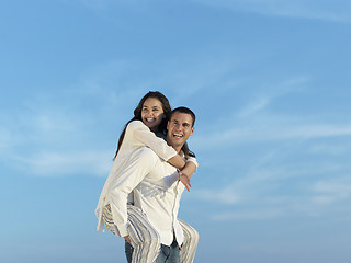 Image showing happy young romantic couple have fun arelax  relax at home