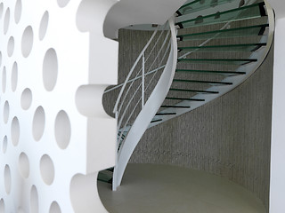 Image showing modern glass spiral staircase