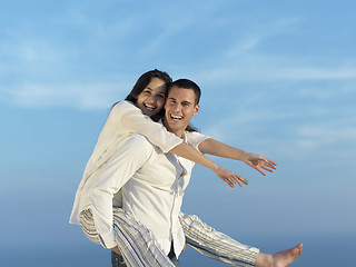 Image showing happy young romantic couple have fun arelax  relax at home