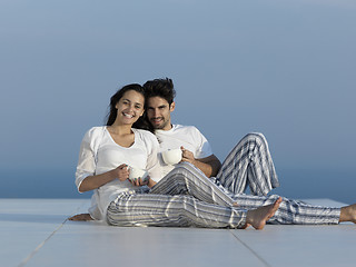 Image showing happy young romantic couple have fun arelax  relax at home