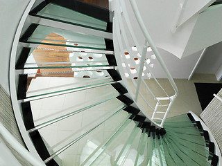 Image showing modern glass spiral staircase